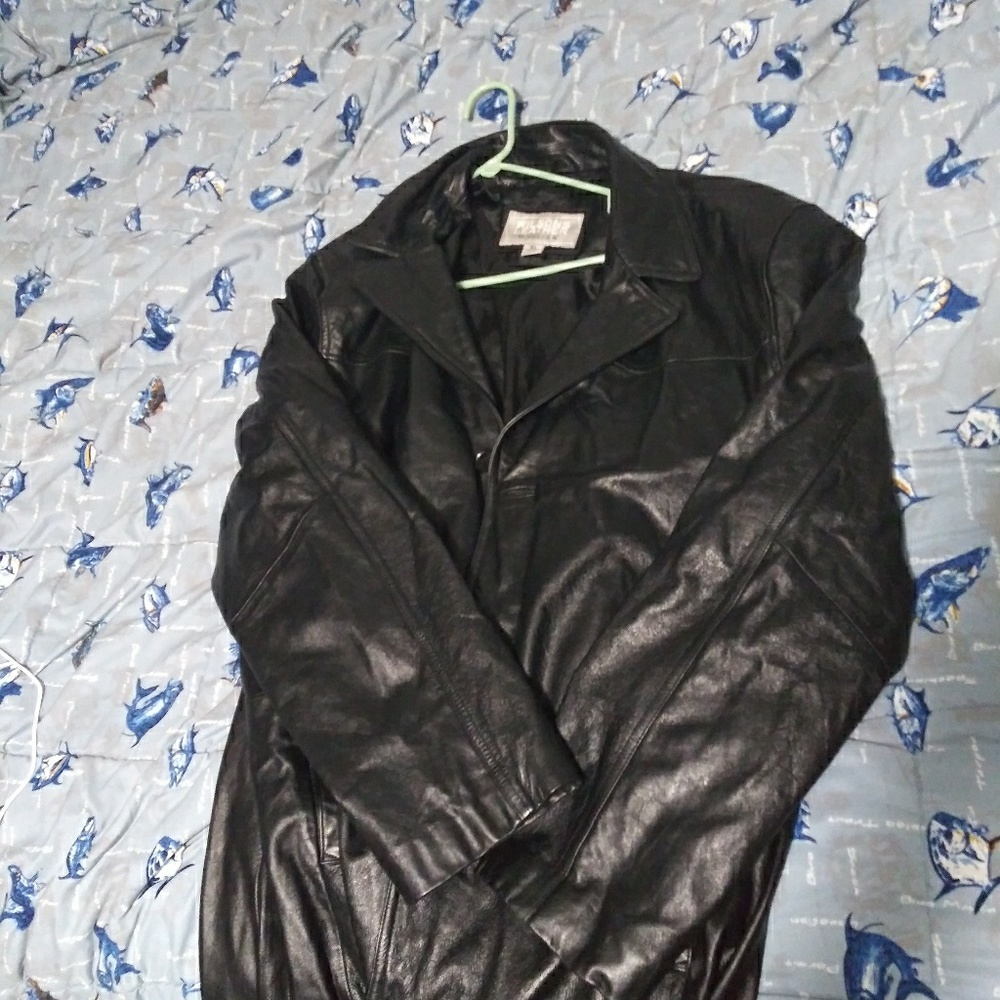 6ft Wilsons Leather formal trench coat